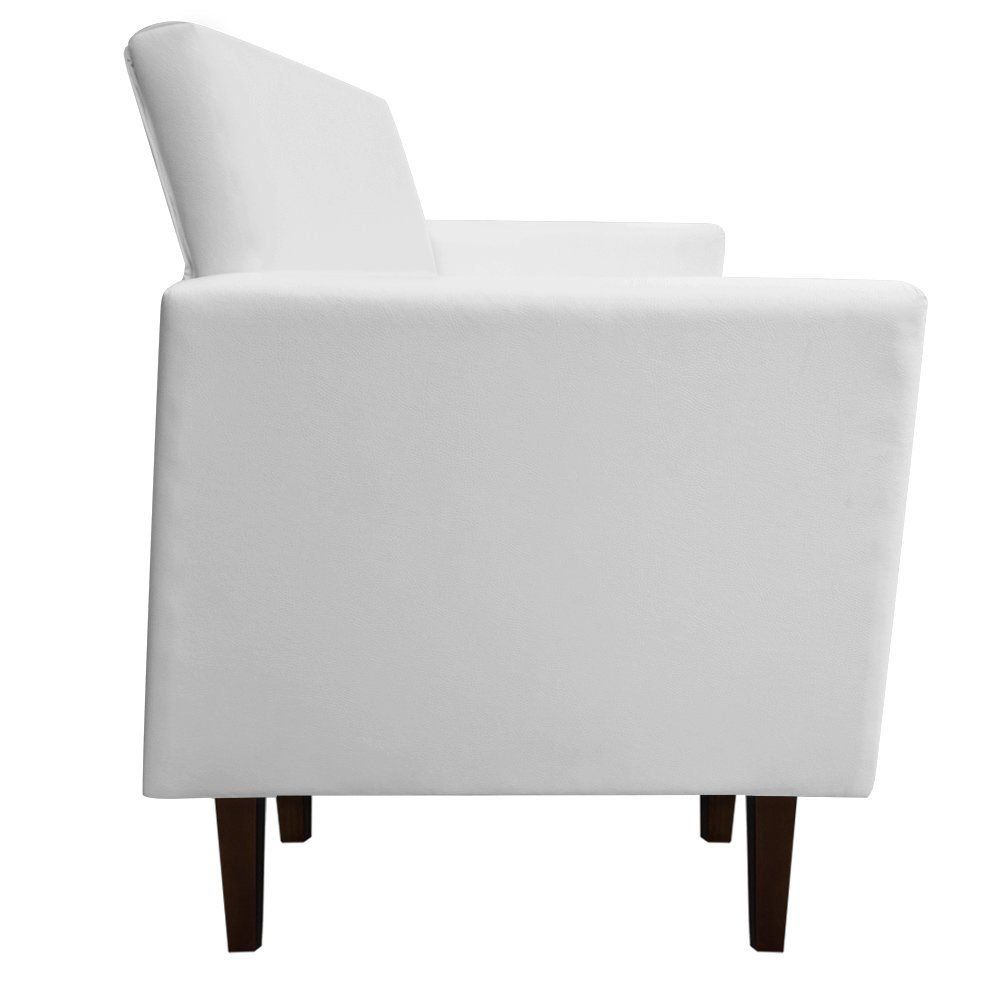 Namoradeira Jade 02 Lugares Corino Branco Pés Chanfrado Tabaco - D'Rossi