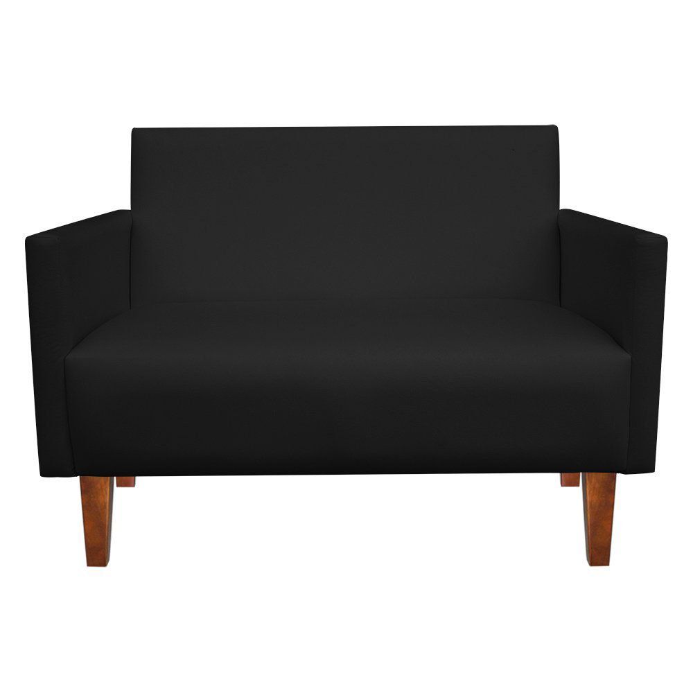 Namoradeira Jade 02 Lugares Corino Preto Pés Chanfrado Castanho - D'Rossi