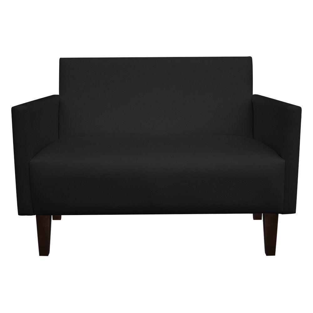 Namoradeira Jade 02 Lugares Corino Preto Pés Chanfrado Tabaco - D'Rossi