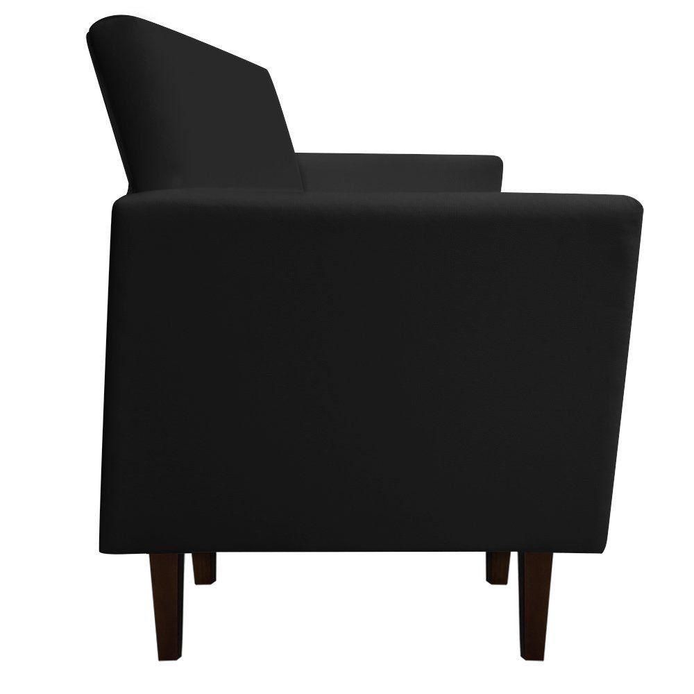Namoradeira Jade 02 Lugares Corino Preto Pés Chanfrado Tabaco - D'Rossi
