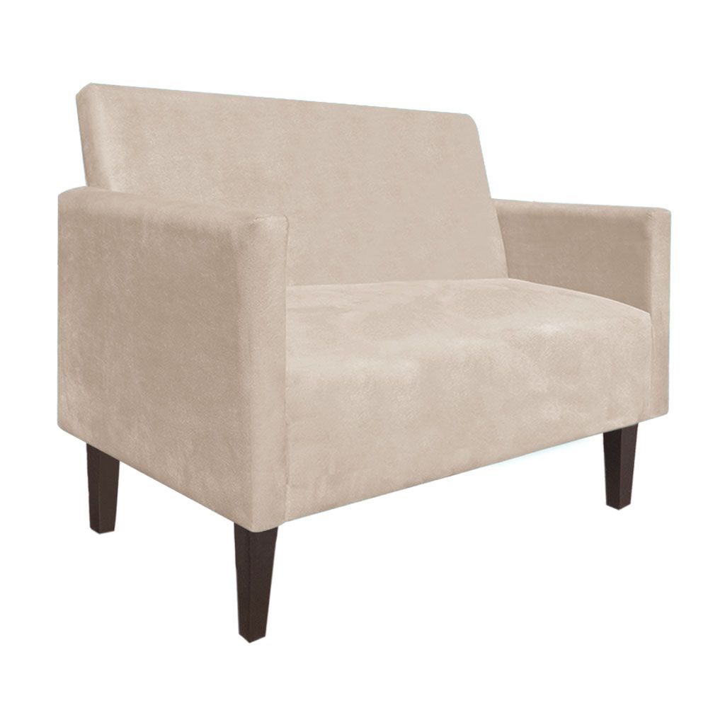 Namoradeira Jade 02 Lugares Suede Bege Pés Chanfrado Tabaco - D'Rossi