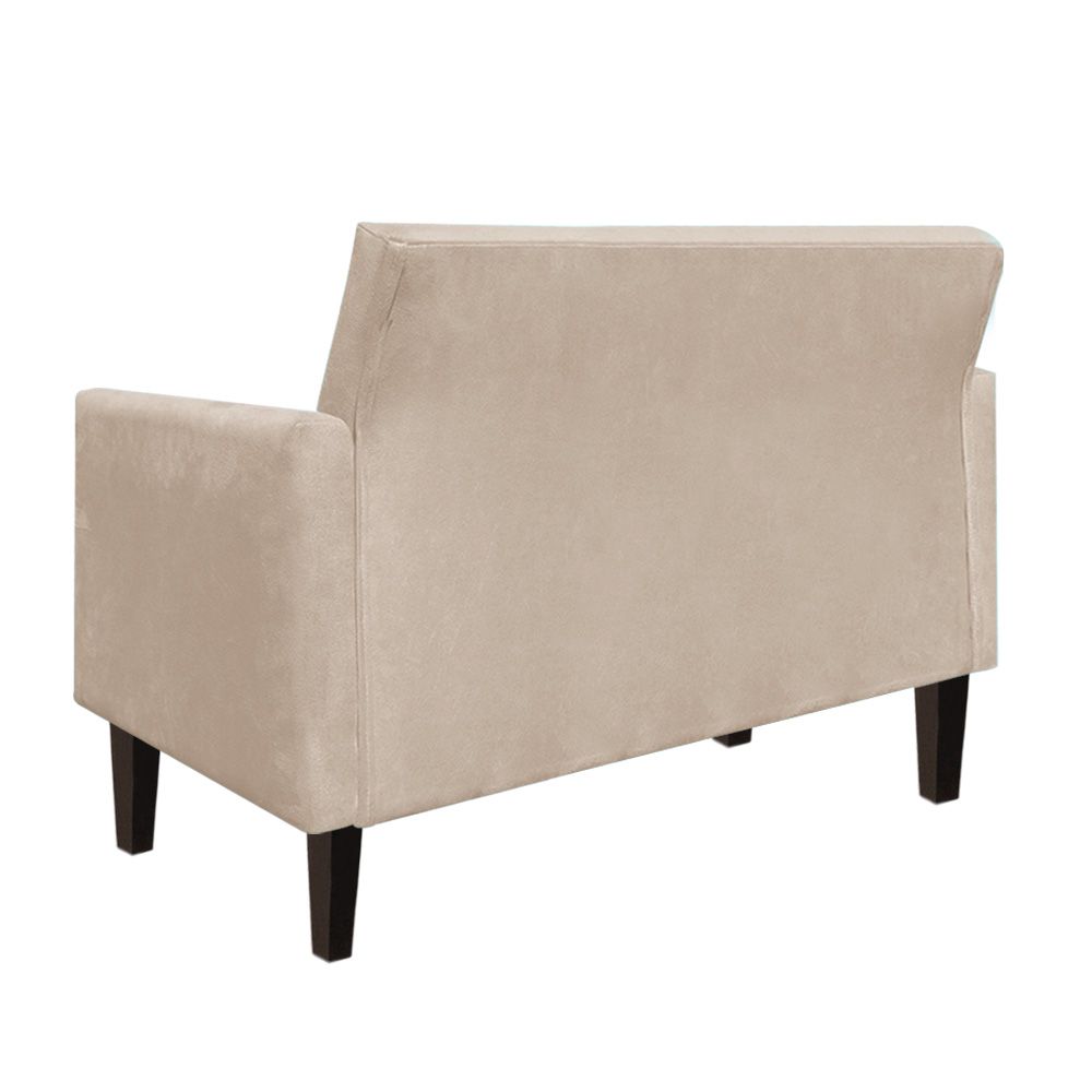 Namoradeira Jade 02 Lugares Suede Bege Pés Chanfrado Tabaco - D'Rossi