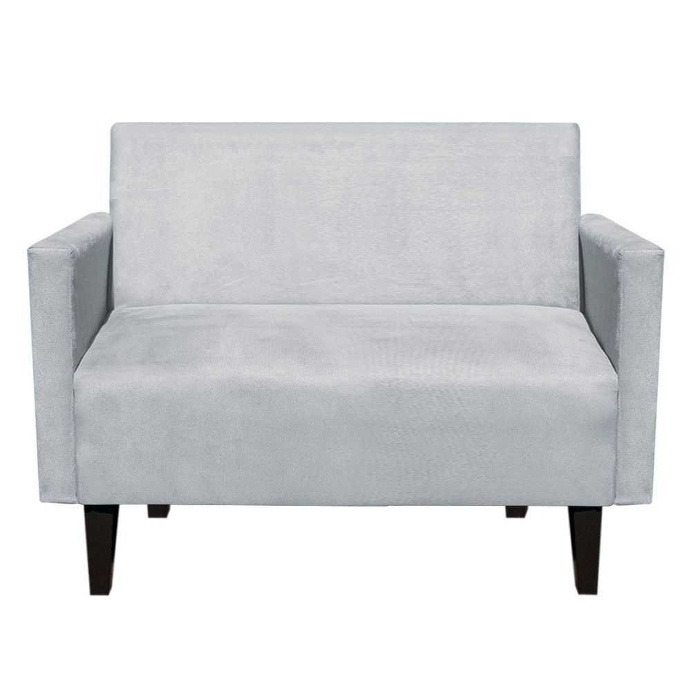 Namoradeira Jade 02 Lugares Suede Cinza Pés Chanfrado Tabaco - D'Rossi
