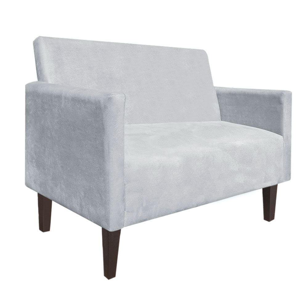 Namoradeira Jade 02 Lugares Suede Cinza Pés Chanfrado Tabaco - D'Rossi