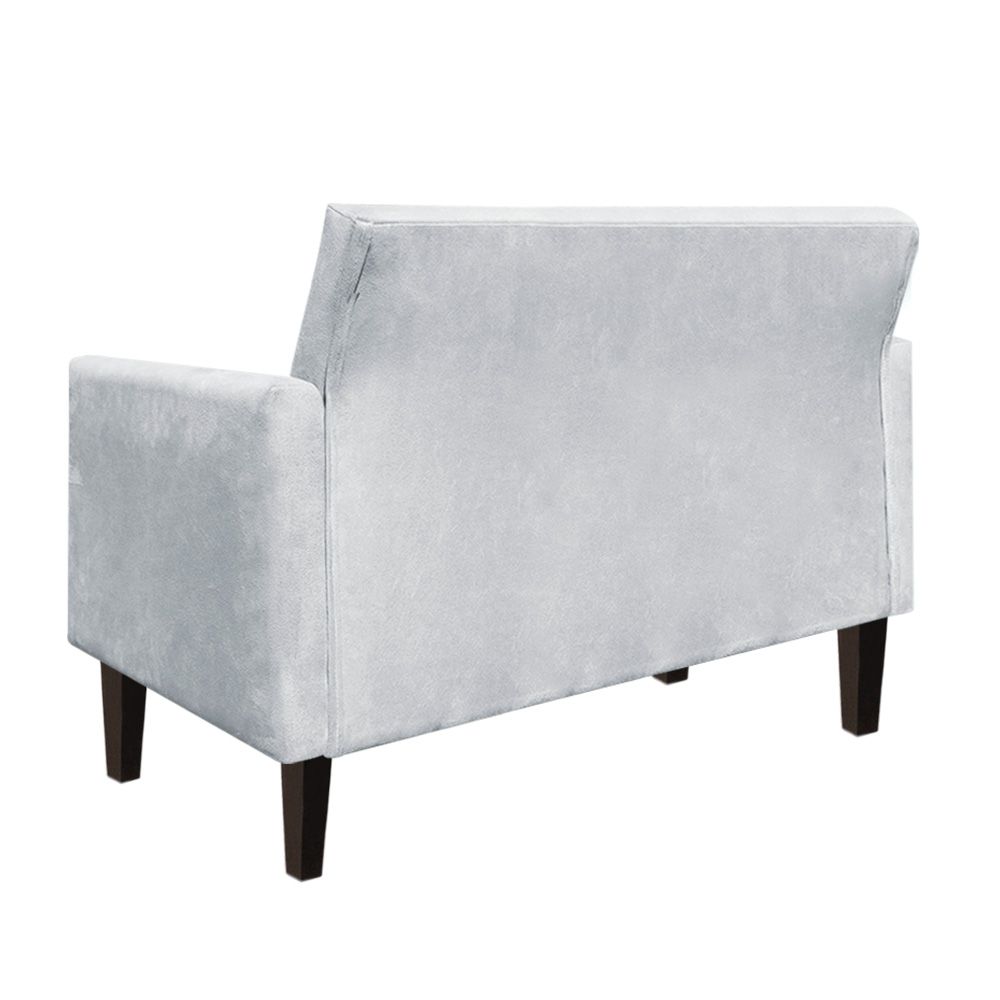 Namoradeira Jade 02 Lugares Suede Cinza Pés Chanfrado Tabaco - D'Rossi