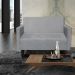 Namoradeira Jade 02 Lugares Suede Cinza Pés Chanfrado Tabaco - D'Rossi