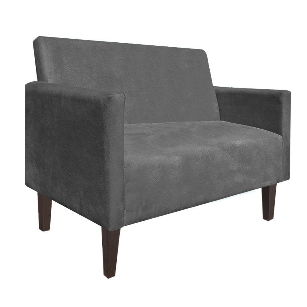 Namoradeira Jade 02 Lugares Suede Grafite Pés Chanfrado Tabaco - D'Rossi