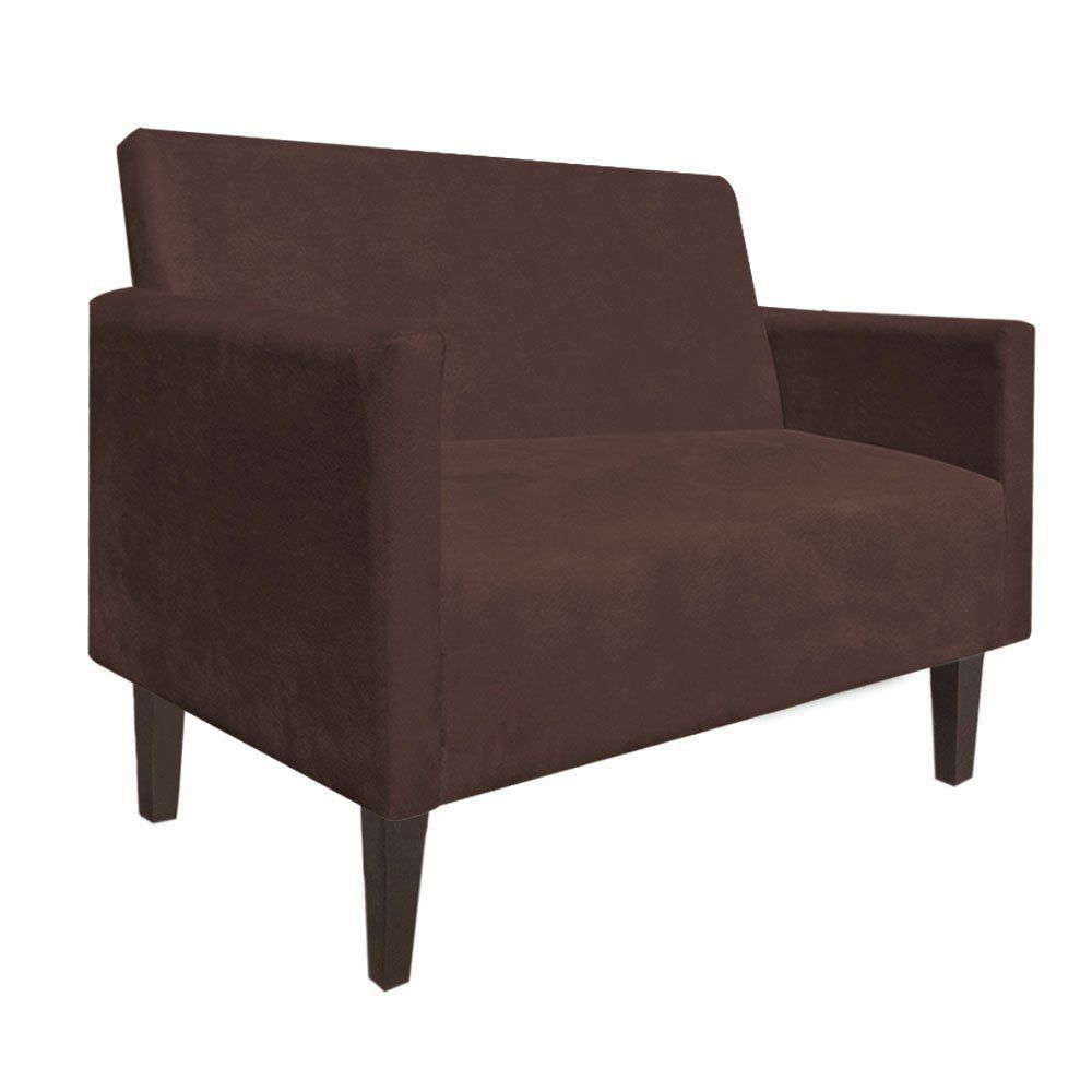 Namoradeira Jade 02 Lugares Suede Marrom Pés Chanfrado Tabaco - D'Rossi