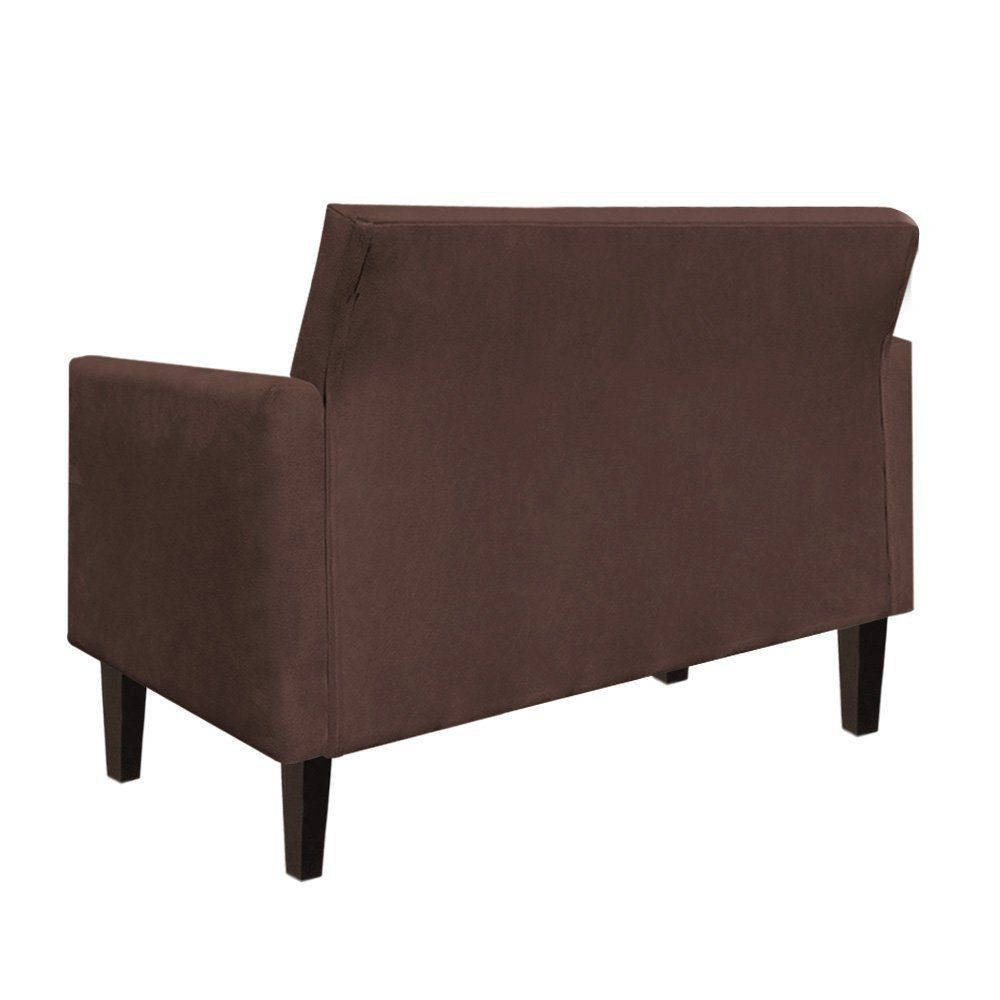 Namoradeira Jade 02 Lugares Suede Marrom Pés Chanfrado Tabaco - D'Rossi
