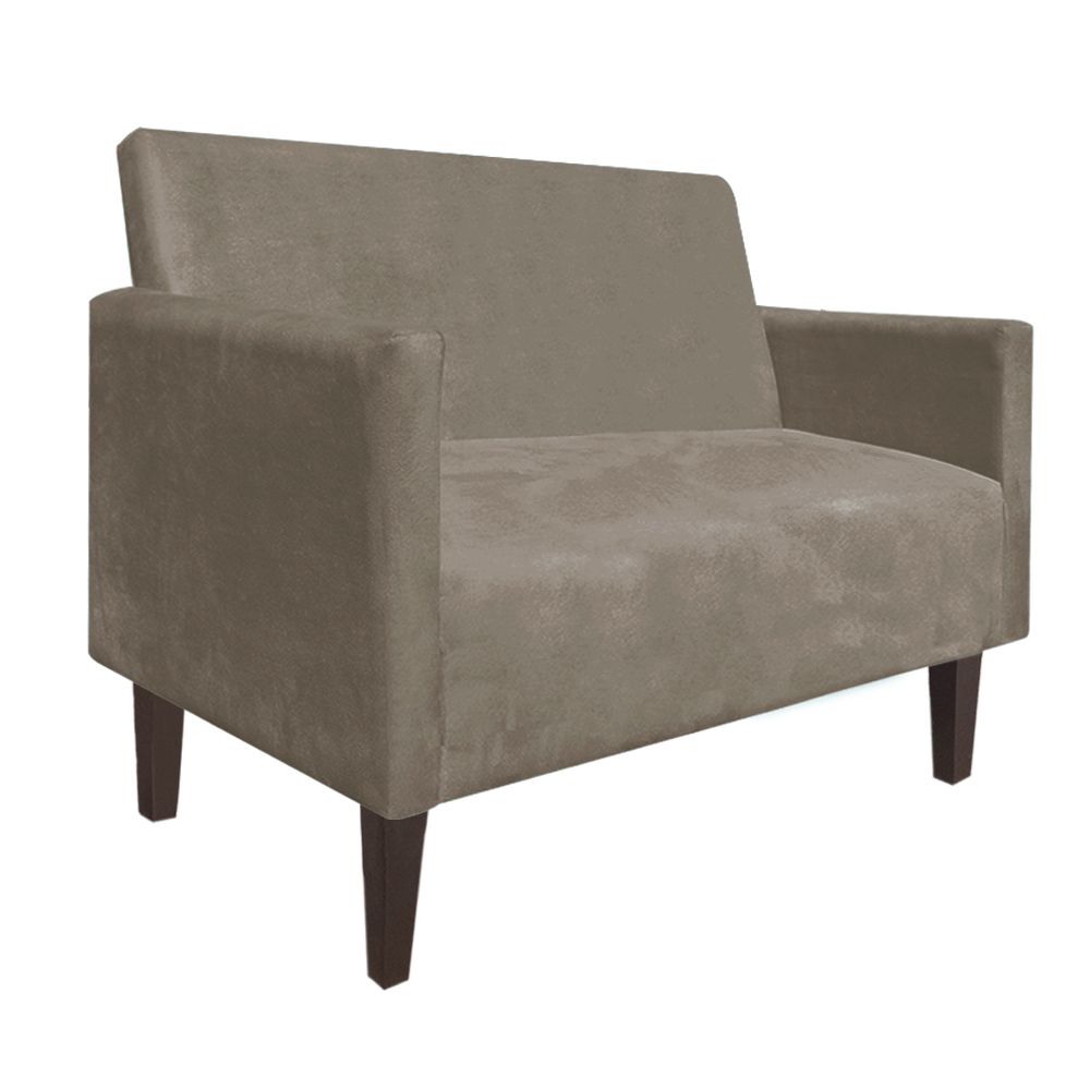 Namoradeira Jade 02 Lugares Suede Marrom Rato Pés Chanfrado Tabaco - D'Rossi