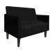 Namoradeira Jade 02 Lugares Suede Preto Pés Chanfrado Tabaco - D'Rossi