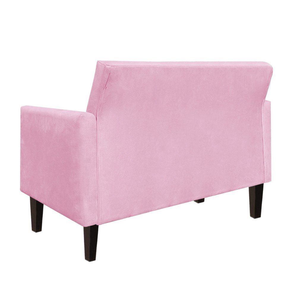 Namoradeira Jade 02 Lugares Suede Rosa Bebê Pés Chanfrado Tabaco - D'Rossi