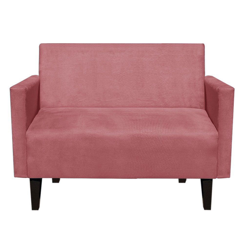 Namoradeira Jade 02 Lugares Suede Rose Pés Chanfrado Tabaco - D'Rossi