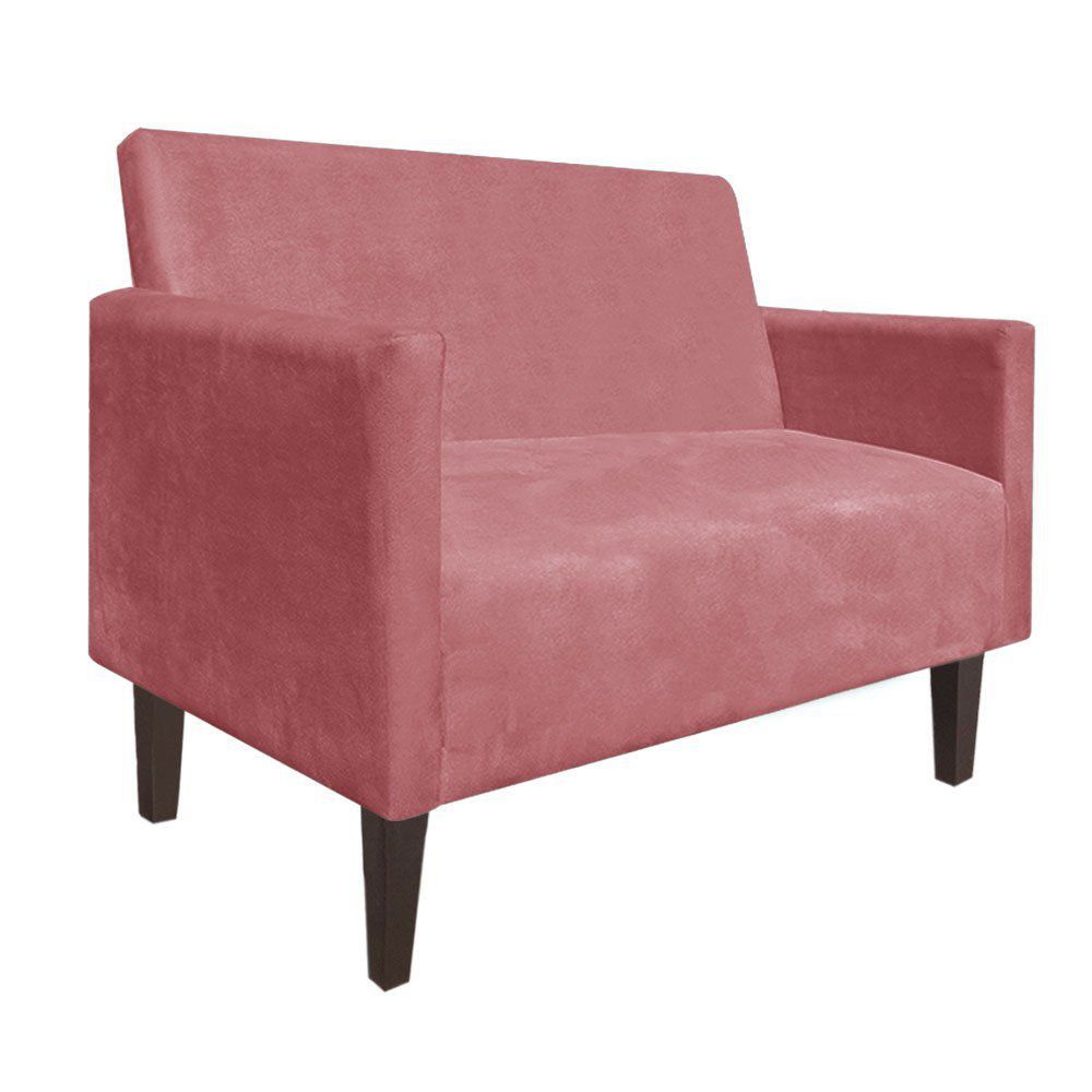 Namoradeira Jade 02 Lugares Suede Rose Pés Chanfrado Tabaco - D'Rossi