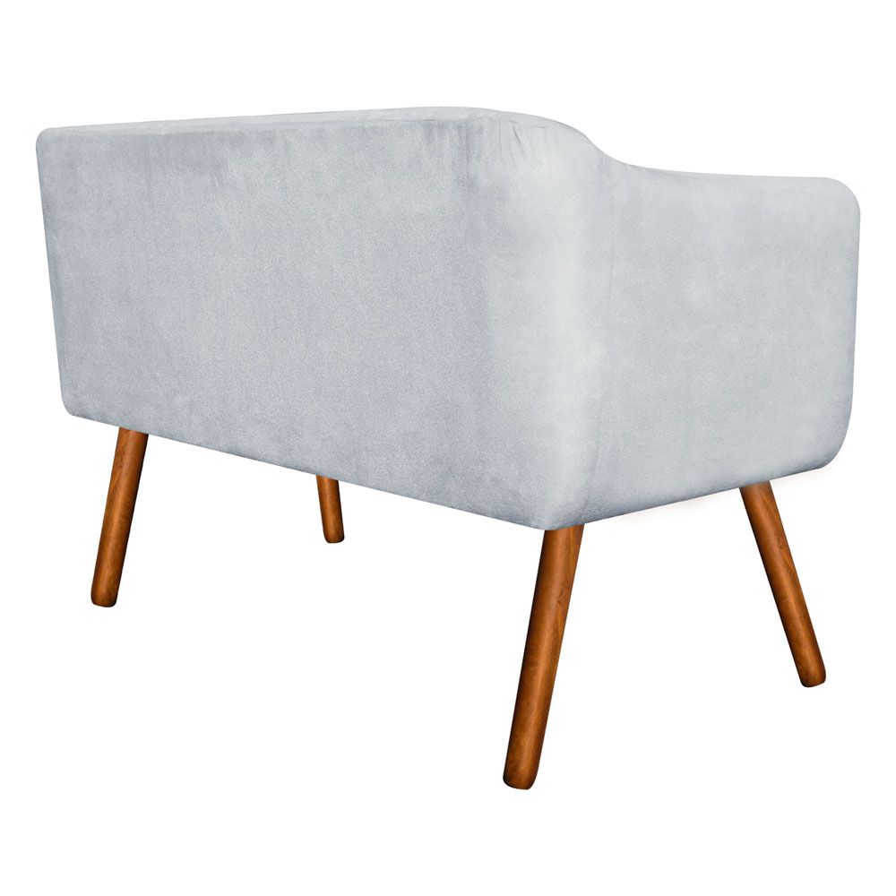 Namoradeira Julia 2 Lugares Suede Cinza com Strass Pés Palito Castanho D'Rossi
