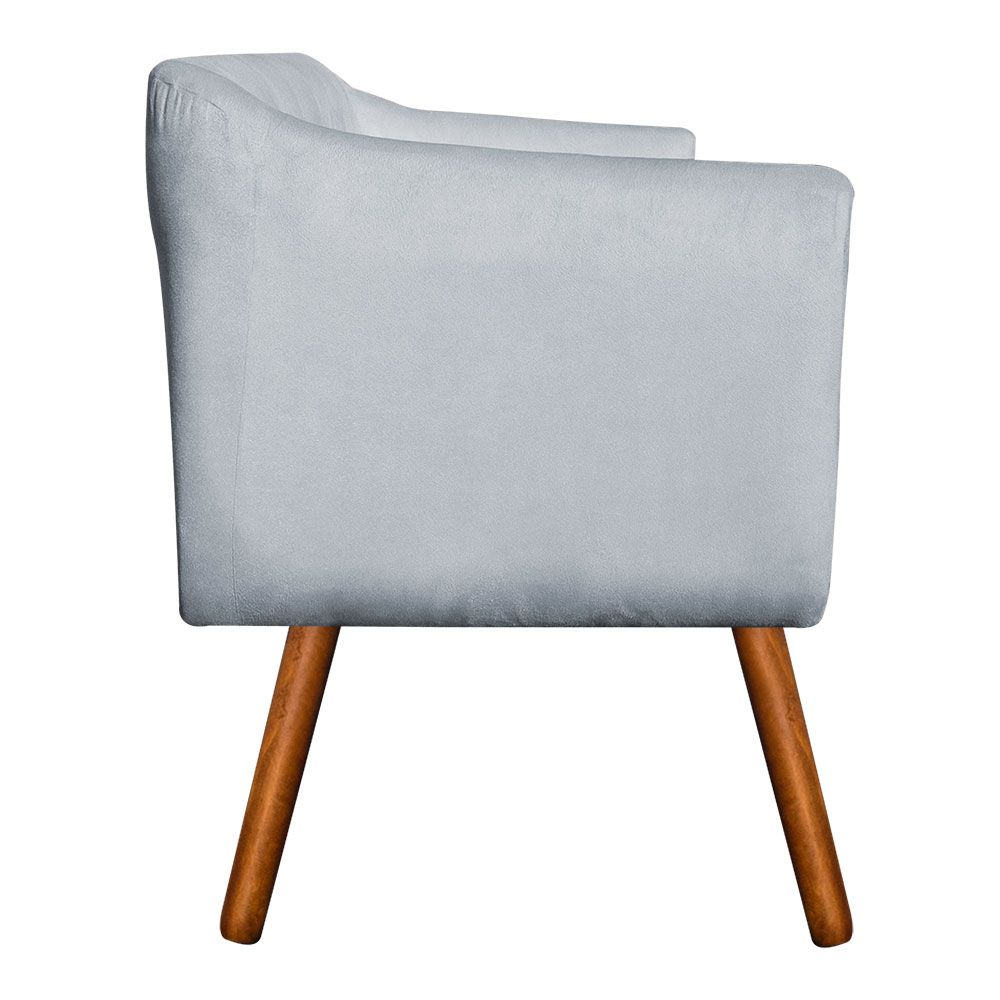 Namoradeira Julia 2 Lugares Suede Cinza com Strass Pés Palito Castanho D'Rossi