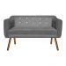 Namoradeira Julia 2 Lugares Suede Grafite com Strass Pés Palito Castanho D'Rossi