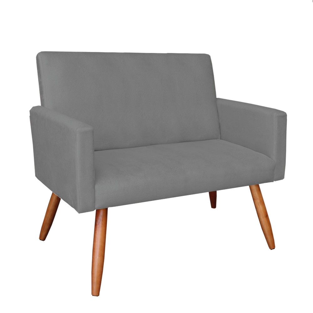 Namoradeira Larissa Suede Grafite Pés Palito Castanho D'Rossi