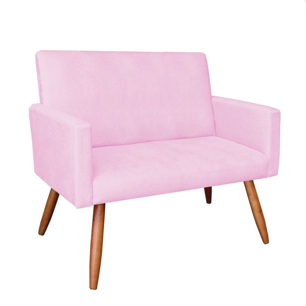 Namoradeira Larissa Suede Rosa Bebê Pés Palito Castanho D'Rossi