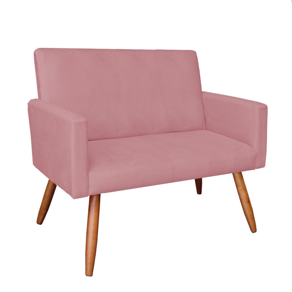 Namoradeira Larissa Suede Rose Pés Palito de Madeira- D'Rossi
