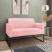 Namoradeira Marisa Suede Rosa Bebê Base Industrial Metálica Preto D'Rossi