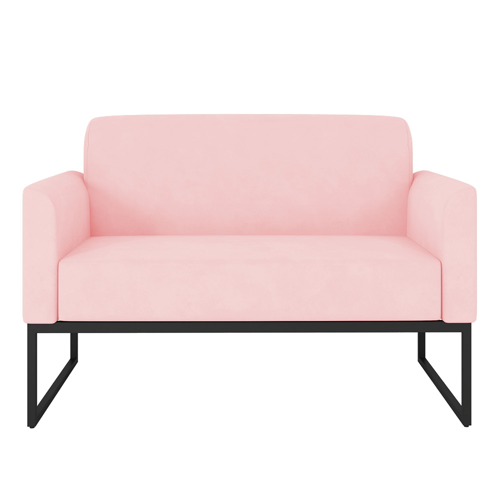 Namoradeira Marisa Suede Rosa Bebê Base Industrial Metálica Preto D'Rossi
