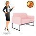 Namoradeira Marisa Suede Rosa Bebê Base Industrial Metálica Preto D'Rossi