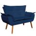 Namoradeira Opala Suede Azul Marinho Pés Palito Castanho D'Rossi