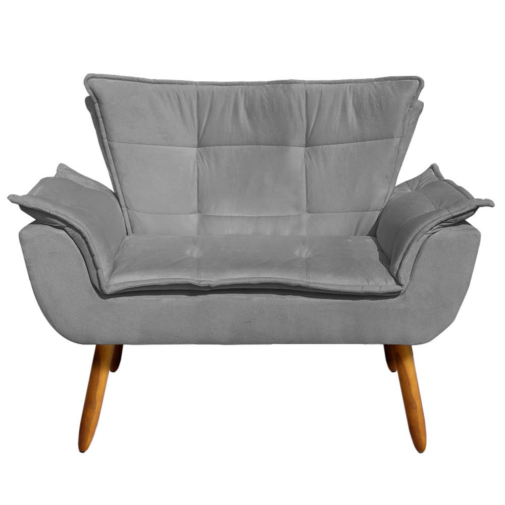 Namoradeira Opala Suede Grafite Pés Palito Castanho D'Rossi