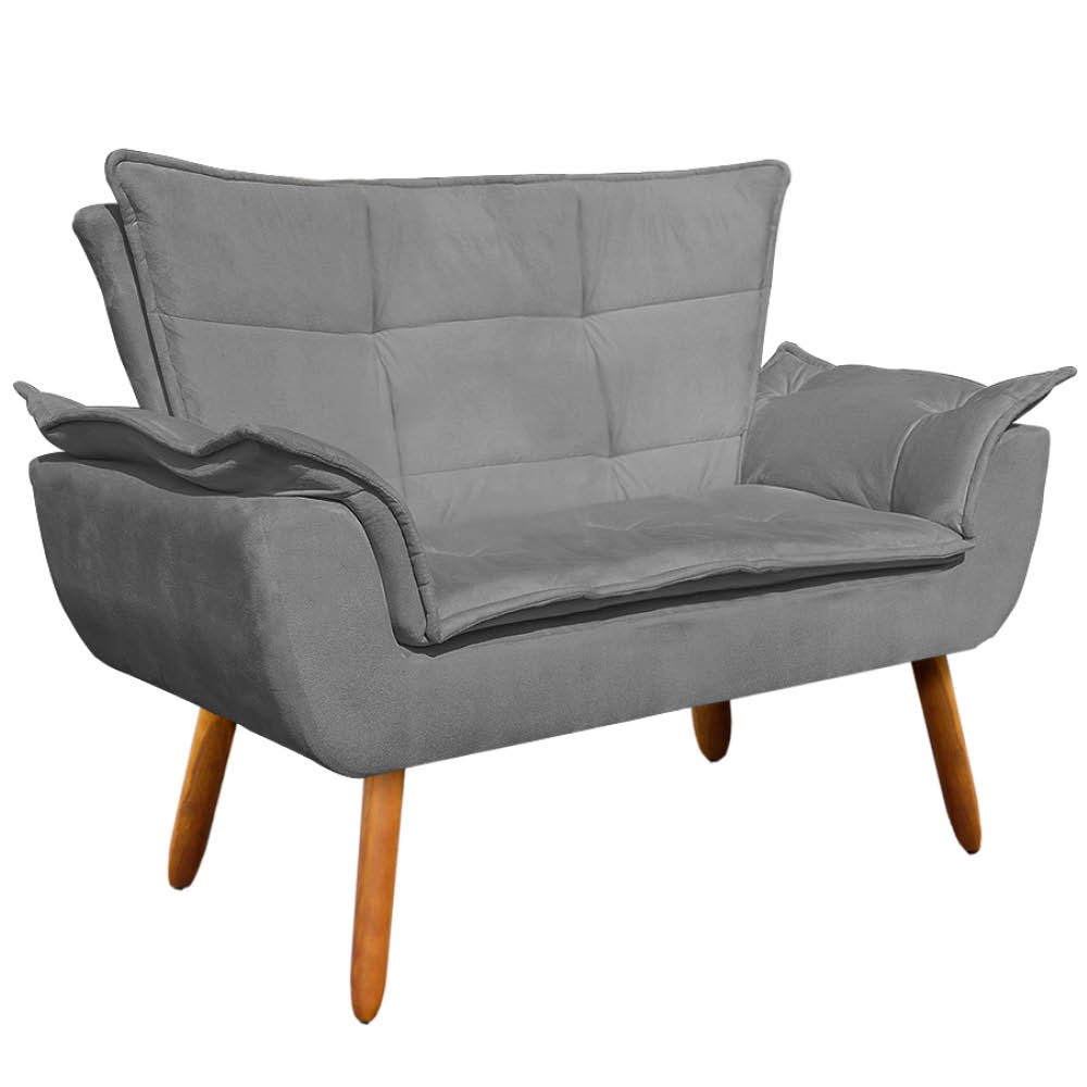 Namoradeira Opala Suede Grafite Pés Palito Castanho D'Rossi