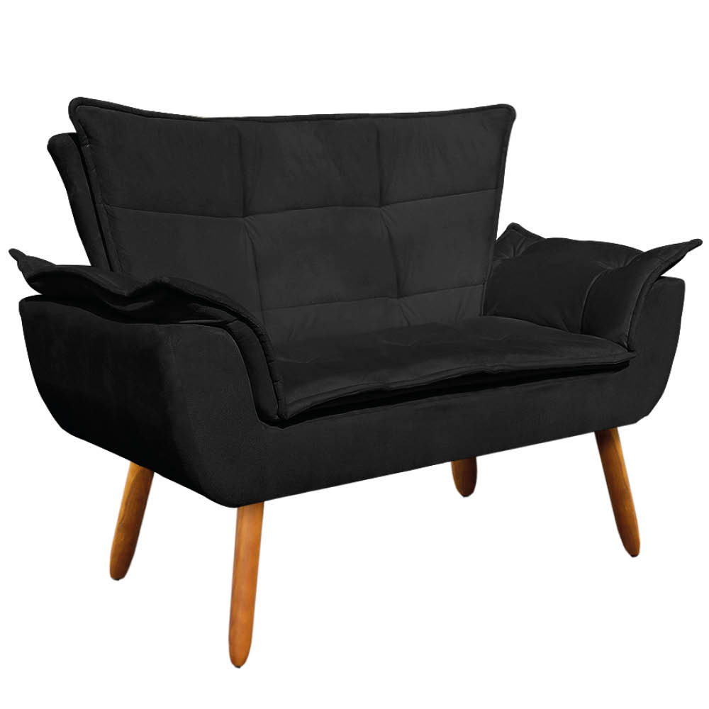 Namoradeira Opala Suede Preto Pés Palito Castanho D'Rossi