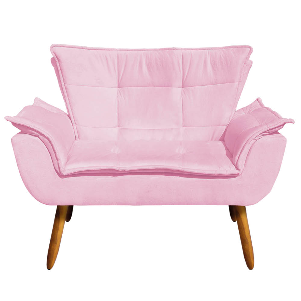 Namoradeira Opala Suede Rosa Bebê Pés Palito Castanho D'Rossi