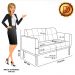 Namoradeira com Poltrona Base de Madeira Castanho Elisa Suede Cinza D03 - D'Rossi