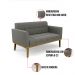Namoradeira com Poltrona Base de Madeira Castanho Elisa Suede Grafite D03 - D'Rossi