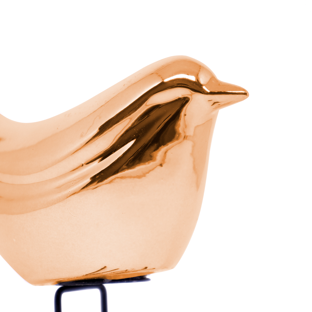 Pássaro em Cerâmica Decorativo Rosê 15x18x7 cm - D'Rossi