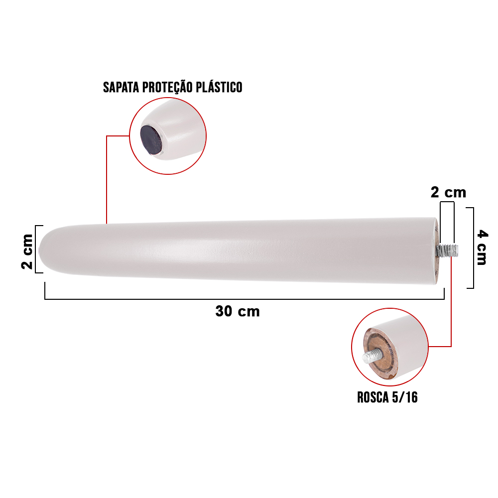 Pé Palito Branco 30 cm - D'Rossi