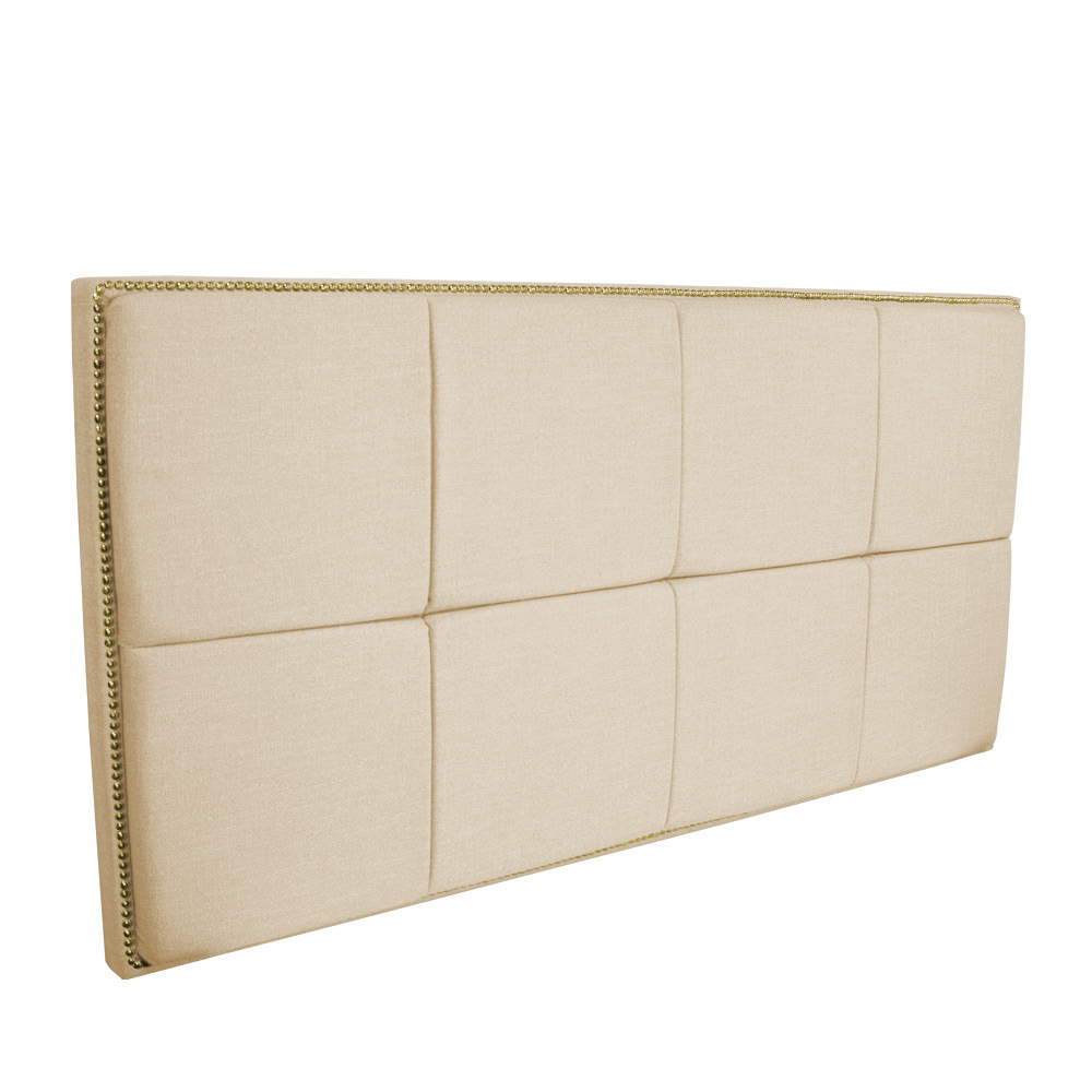 Painel Havana para Cama Box Casal 140 cm Linho A103 Com Tarraxas Dourada - D'Rossi