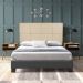 Painel Havana para Cama Box Casal 140 cm Linho A103 Com Tarraxas Dourada - D'Rossi