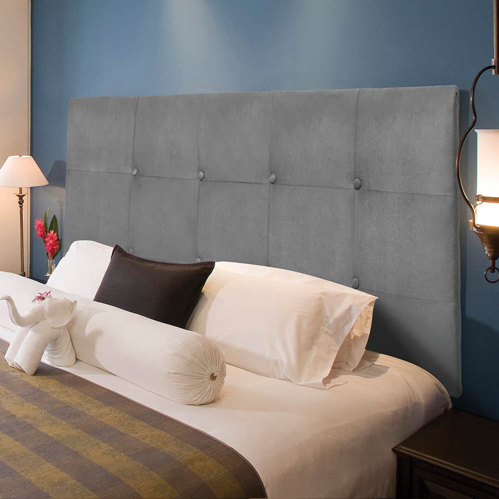 Painel Luna Para Cama Box Casal 140 cm Suede Cinza - D'Rossi