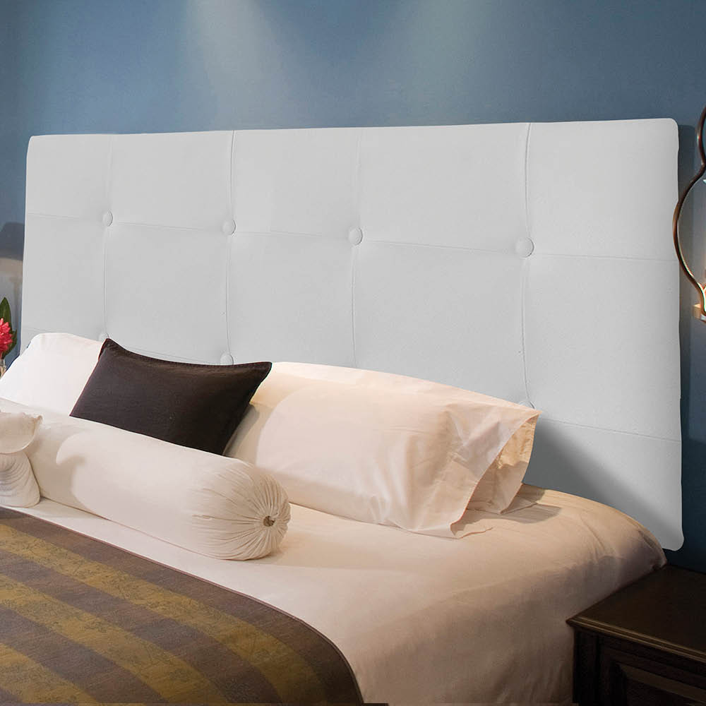 Painel Luna Para Cama Box King 193 cm Corino Branco - D'Rossi