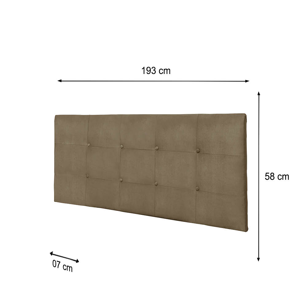 Painel Luna Para Cama Box King 193 cm Suede Bege - D'Rossi