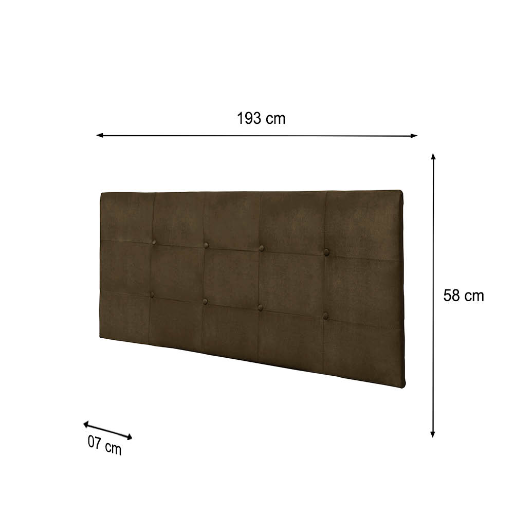 Painel Luna Para Cama Box King 193 cm Suede Marrom - D'Rossi