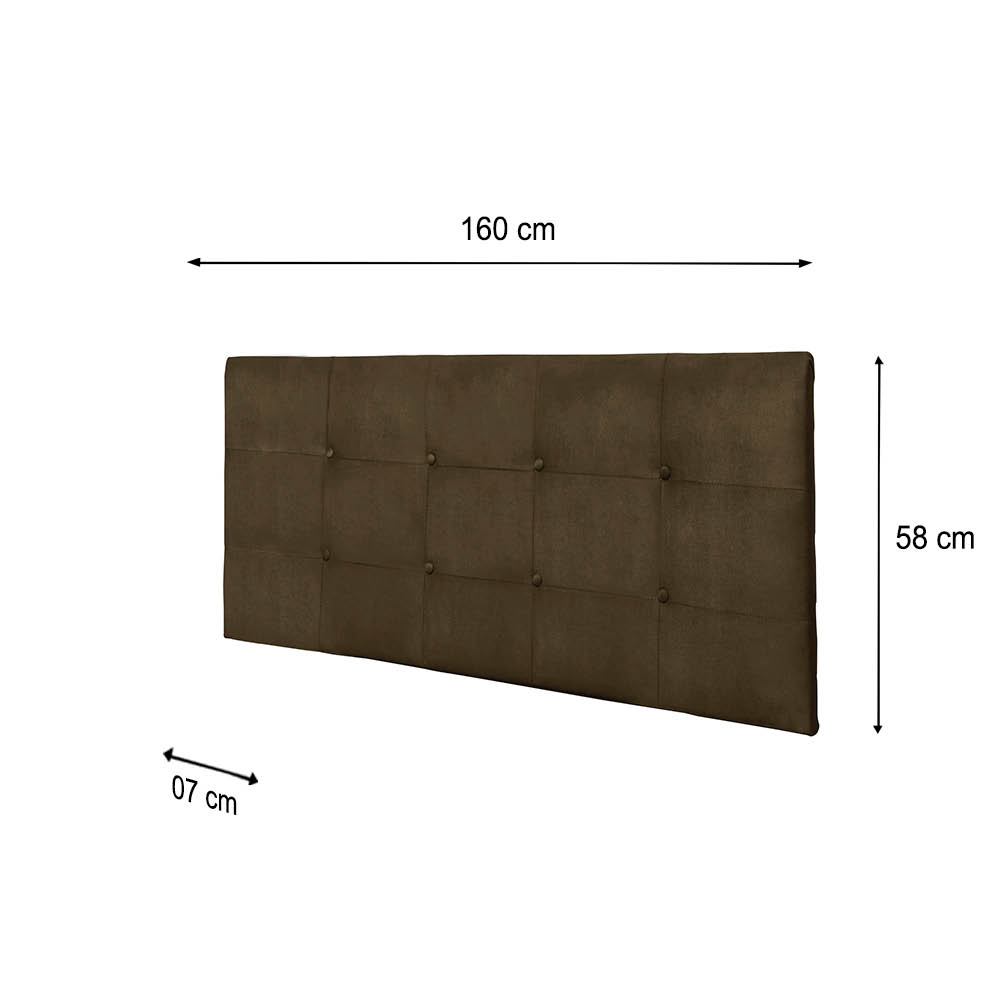 Painel Luna Para Cama Box Queen 160 cm Suede Marrom - D'Rossi