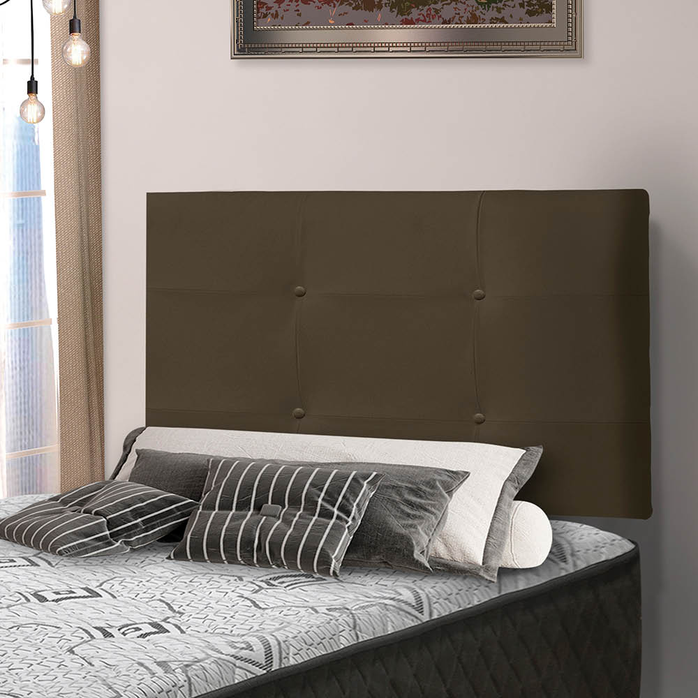 Painel Luna Para Cama Box Solteiro 90 cm Suede Marrom - D'Rossi
