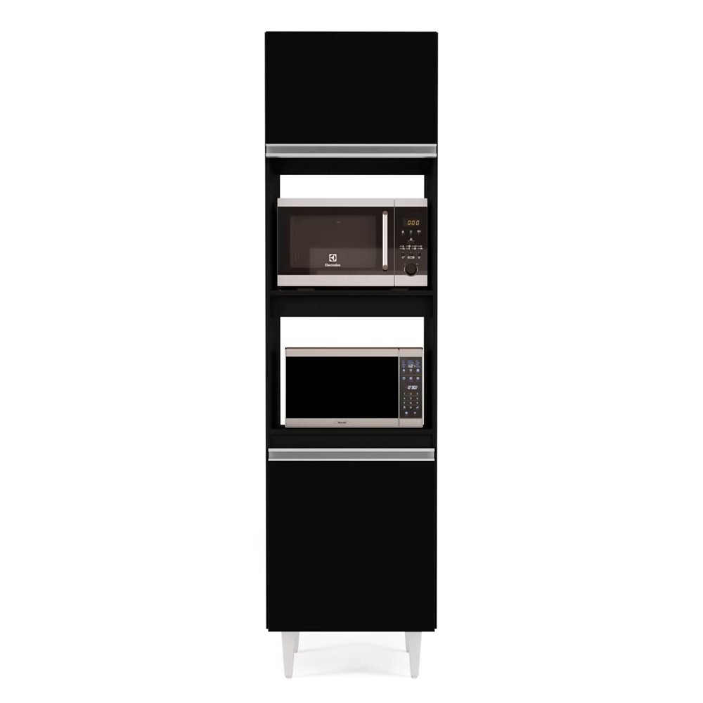 Paneleiro Torre Quente para Cozinha 02 Portas Ruth Preto 56 cm - D'Rossi