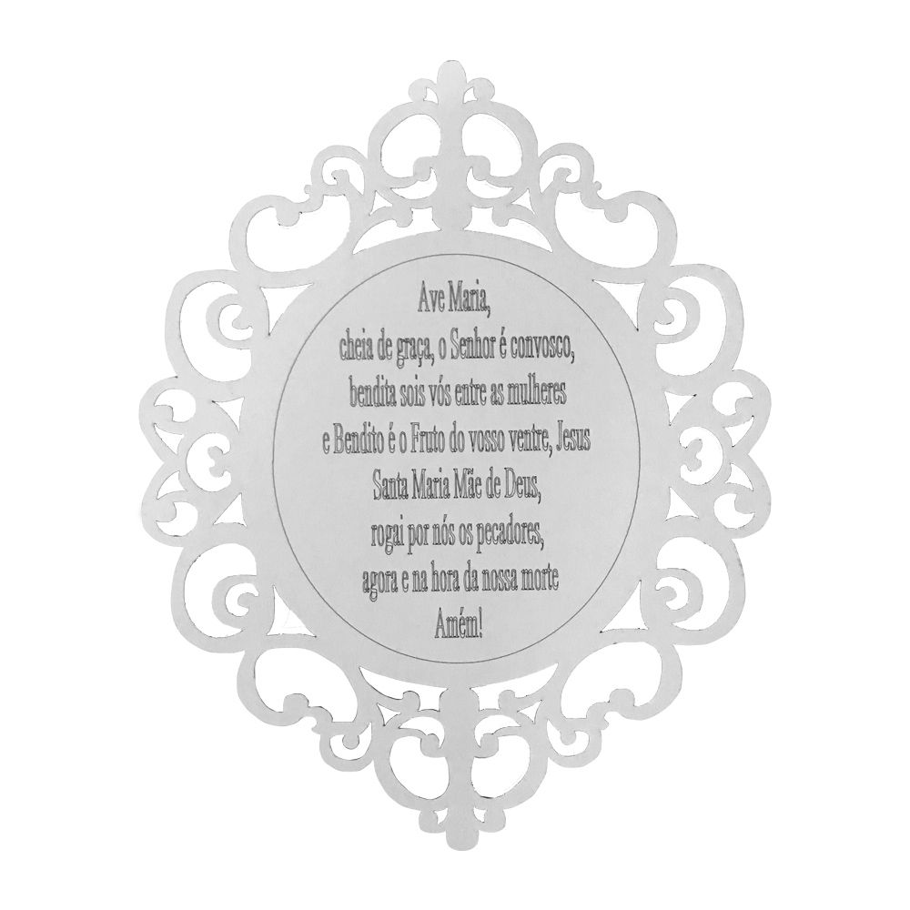 Placa Decorativa Ave Maria Arabesco MDF 25x20 Branco - D'Rossi