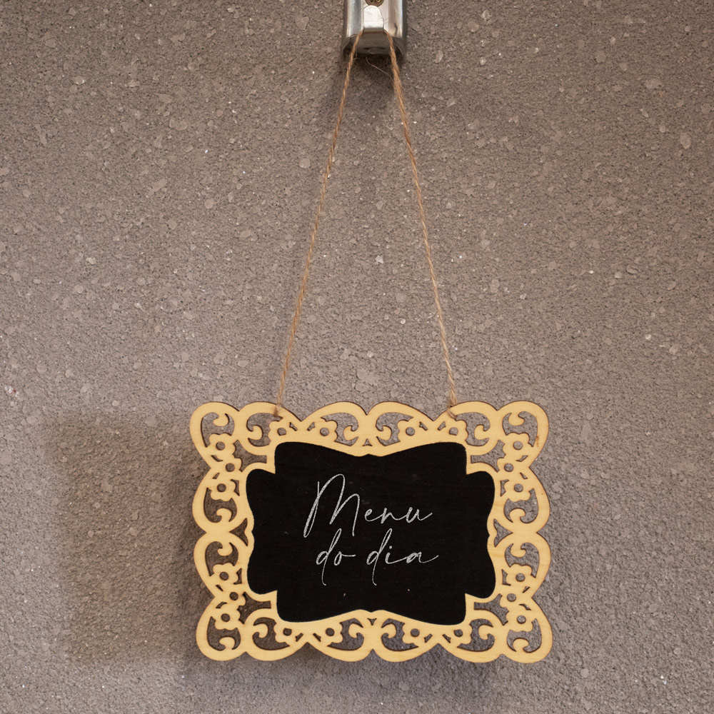 Placa Decorativa Lousa de Madeira Arabesco Flor P/ Pendurar 11x15x1 cm - D'Rossi