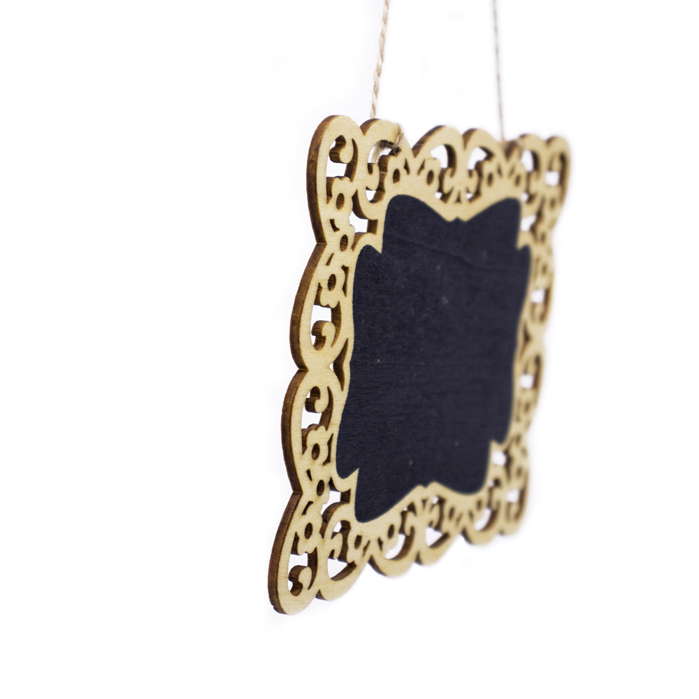 Placa Decorativa Lousa de Madeira Arabesco Flor P/ Pendurar 11x15x1 cm - D'Rossi