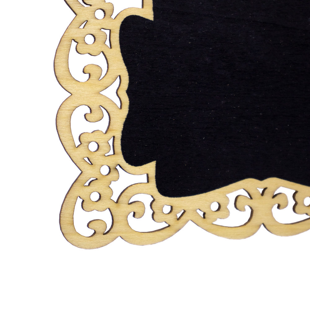 Placa Decorativa Lousa de Madeira Arabesco Flor P/ Pendurar 11x15x1 cm - D'Rossi
