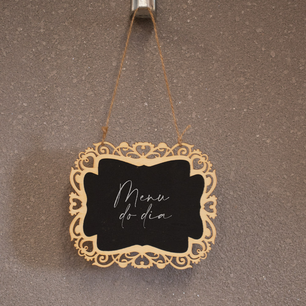 Placa Decorativa Lousa de Madeira P/ Pendurar 13x15x1 cm - D'Rossi